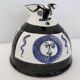 White, Black and Blue Hand-Painted Ceramic Jug / Vase