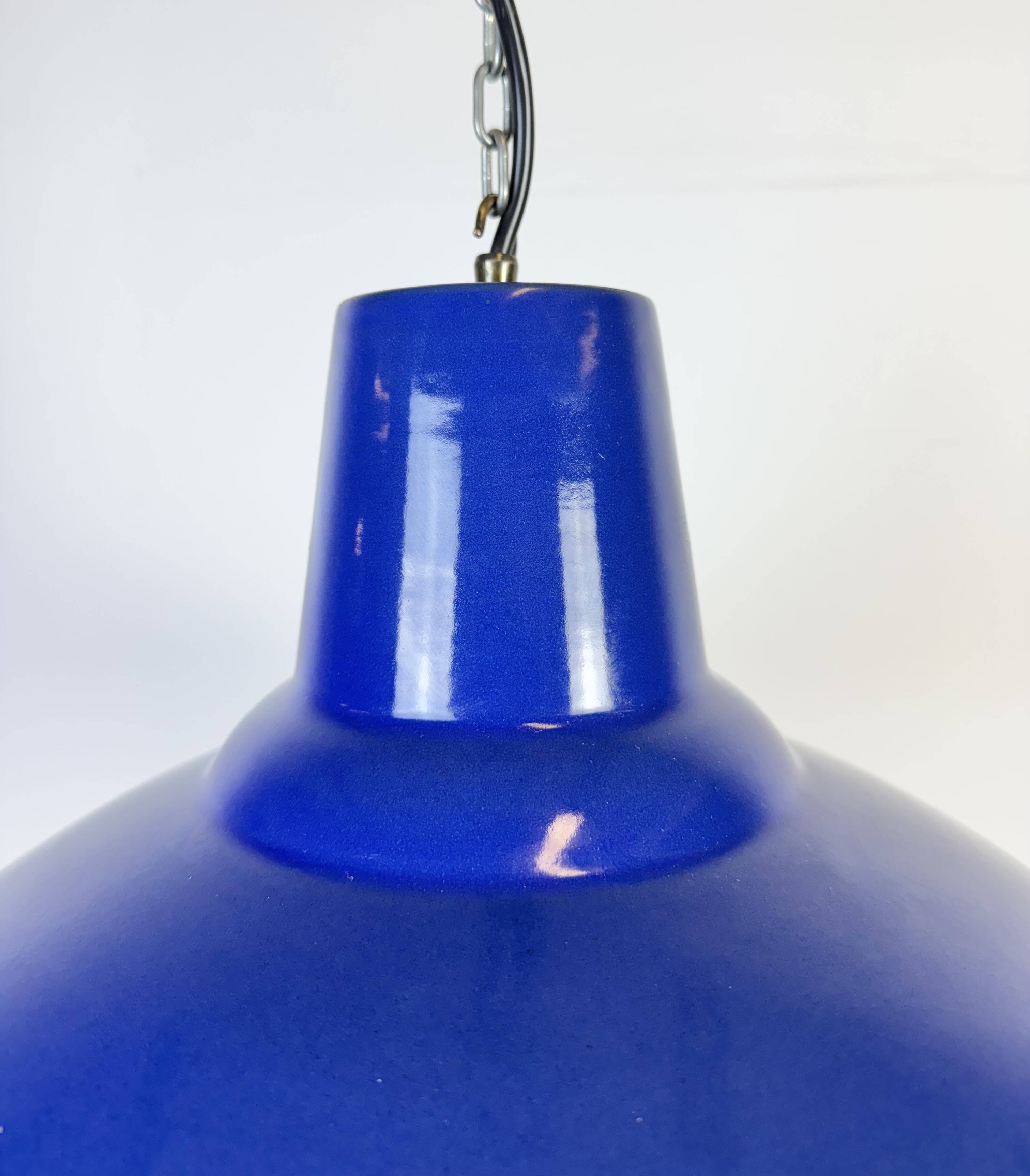 Industrial Blue Enamel Factory Pendant Lamp, 1960s