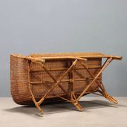 Canapé vintage en osier et bambou, design Italie, années 1950-1960