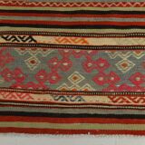 6x9 Red Orange Striped Handmade Kilim Rug, 174x267Cm