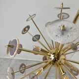 Brass and agate stone sputnik chandelier 1980s