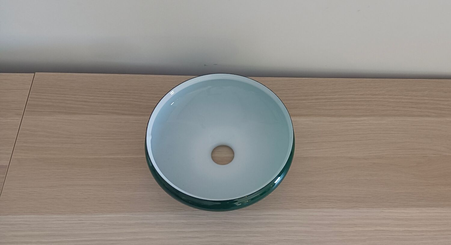 Vintage suspension lamp in emerald green opaline