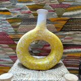 Vase Tamegroute Jaune trou central, Céramique Maroc, Décoration intérieure