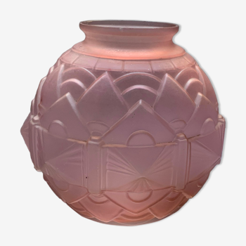 Artdéco ball vase in pink glass