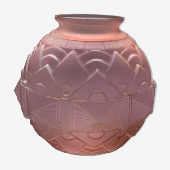 Vase boule Artdéco en verre rose