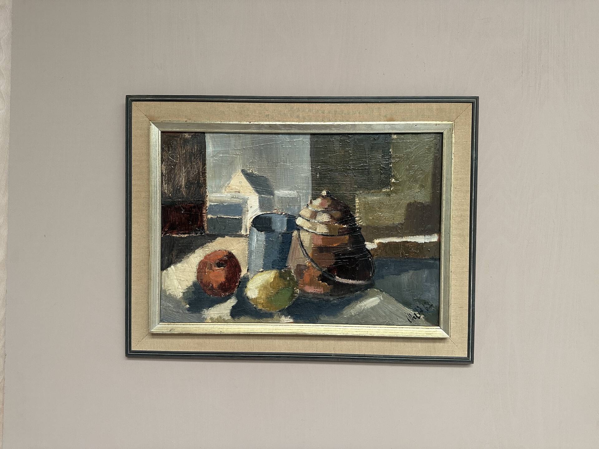 Huile sur panneau – « Nature morte » attribuée à Åke Wilhelm Andersson – 1962