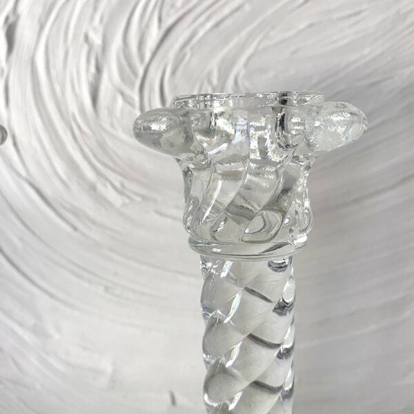 Paire de bougeoirs colonne en cristal années 50 -60