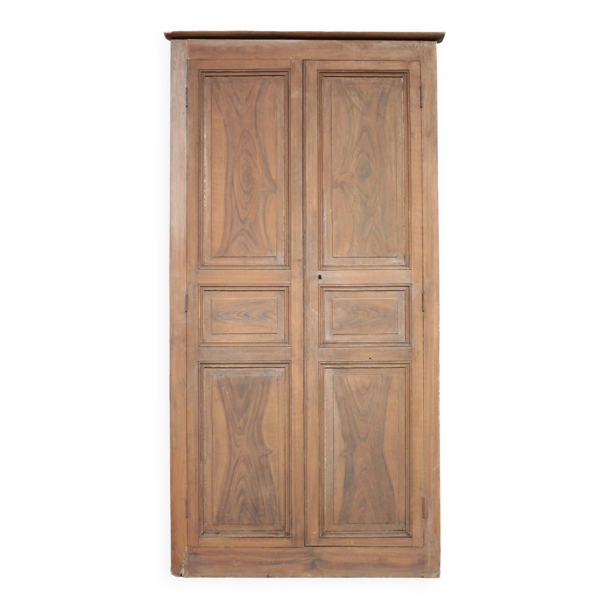 Porte de placard bois ancienne, double porte bois vintage, déco intérieur