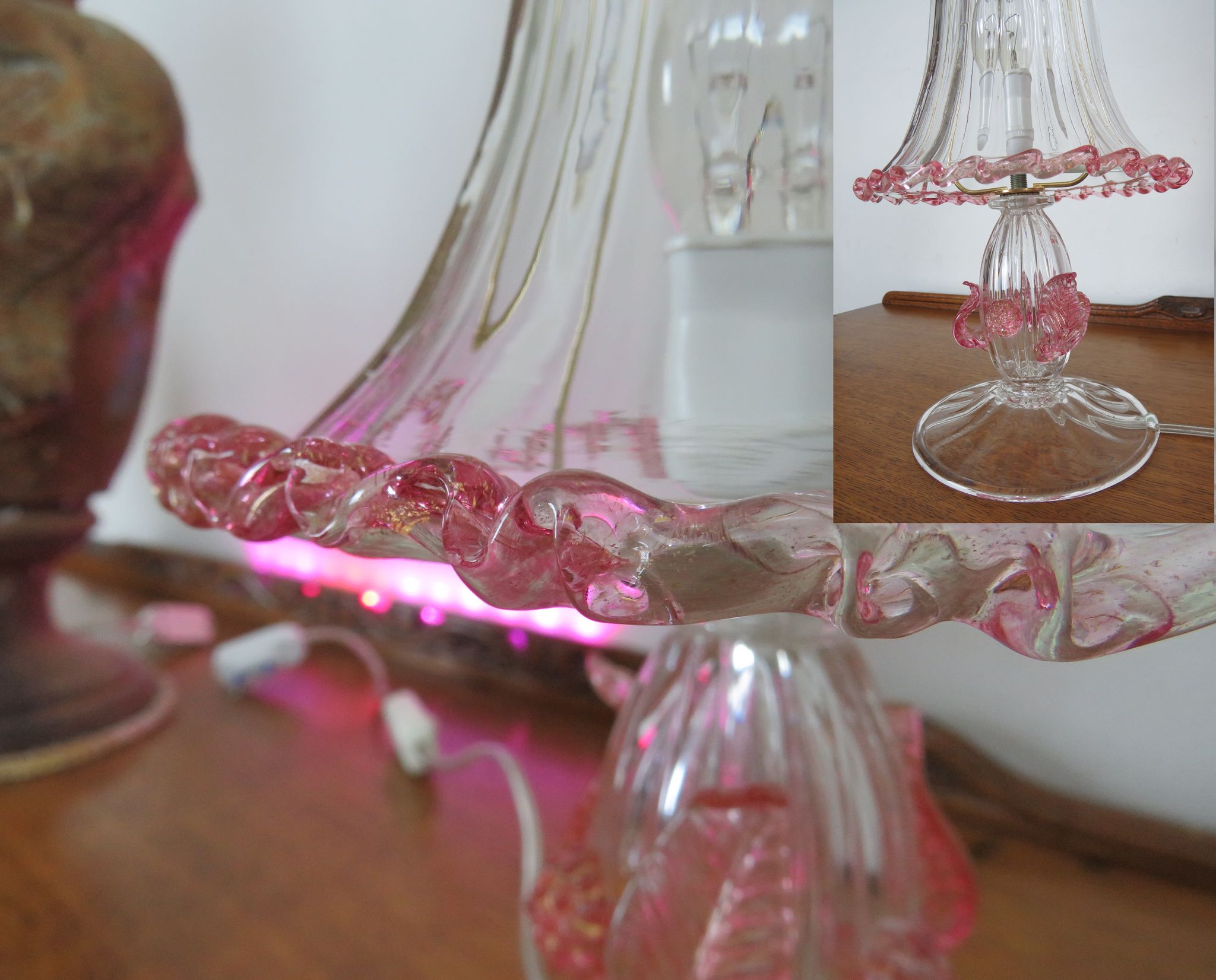 Pair of barovier and Toso (Murano) bedside lamps/table 1960s