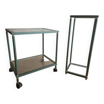 Vintage caster trolley and green side table console