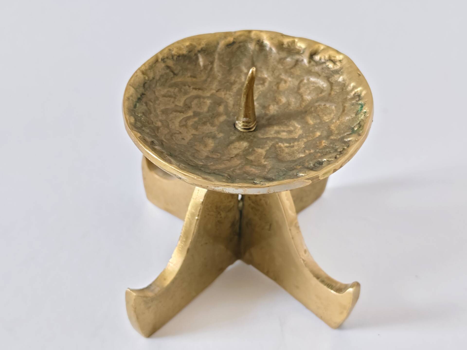 Brutalist vintage brass candlestick