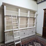 White bookcase library cabinet bookcase with ladder