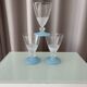 Set of 4 Vintage Frosted Blue & White Cocktail / Water Glasses