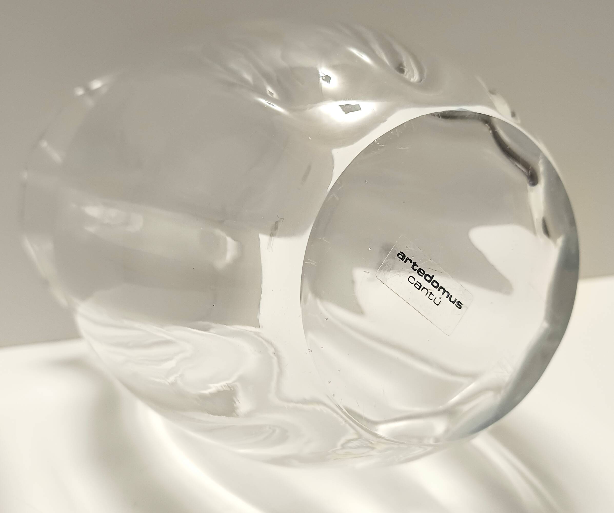 Transparent Murano Glass Vase by Moretti and Nason, Labeled, Italy 1990s