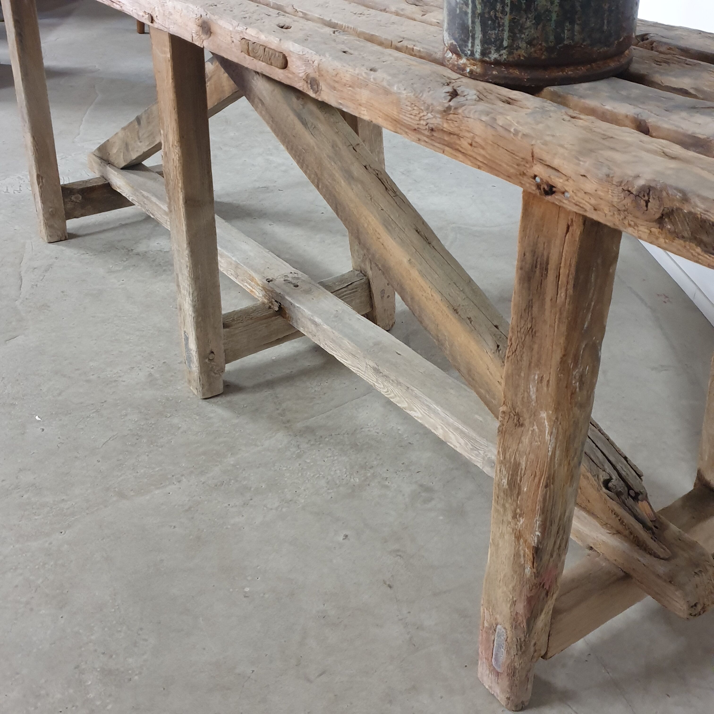 Washed wooden workshop console