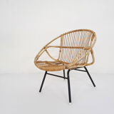 Rohe Noordwolde rattan and metal lounge chair, The Netherlands 1950's
