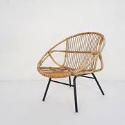 Rohe Noordwolde rattan and metal lounge chair, The Netherlands 1950's