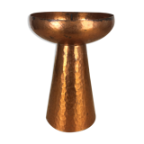 Modernist Scandinavian candle holder in hammered copper