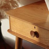 Console Vintage en Chêne Massif – Pieds Fuseaux & 2 Tiroirs