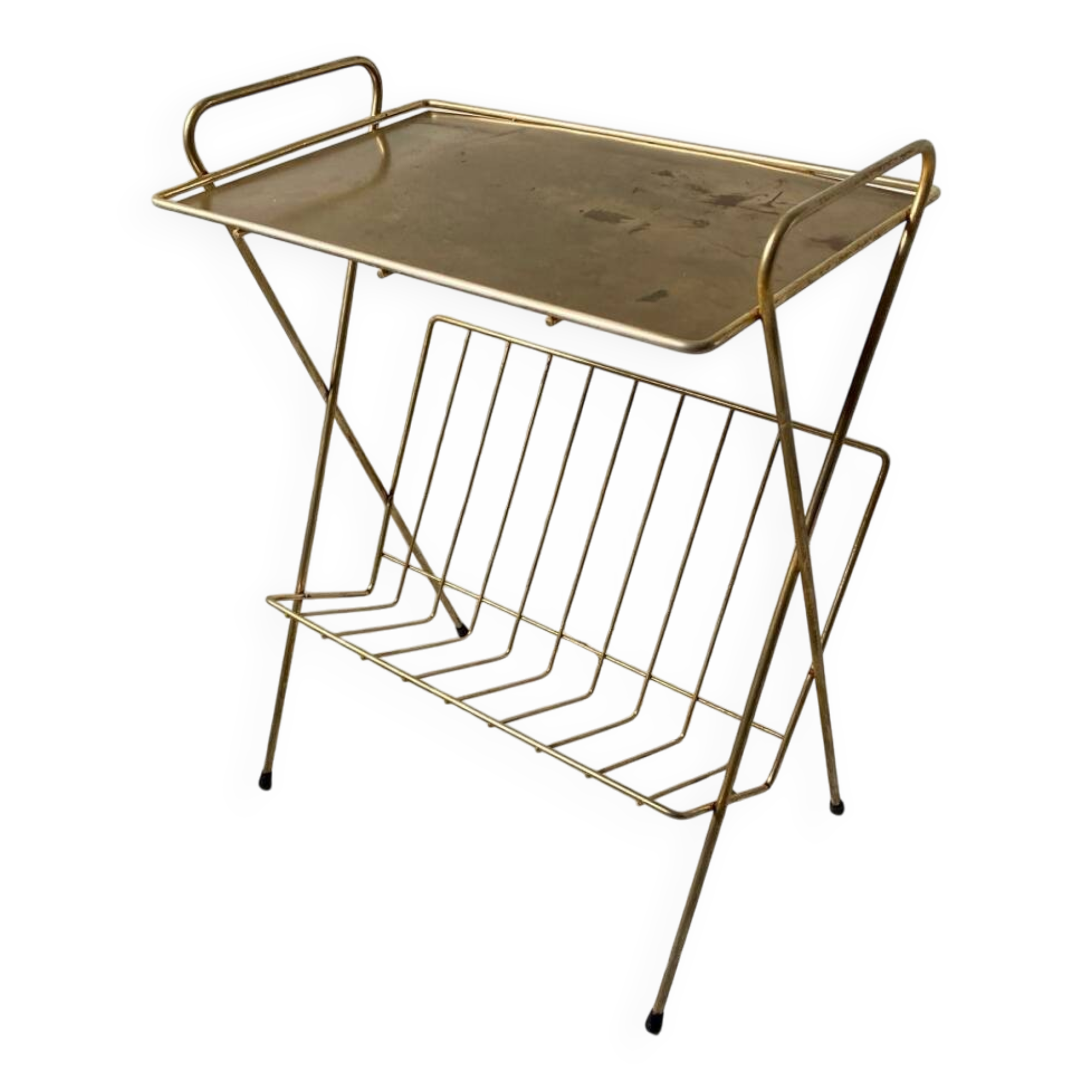 Vintage 1960s brass side table/magazine rack