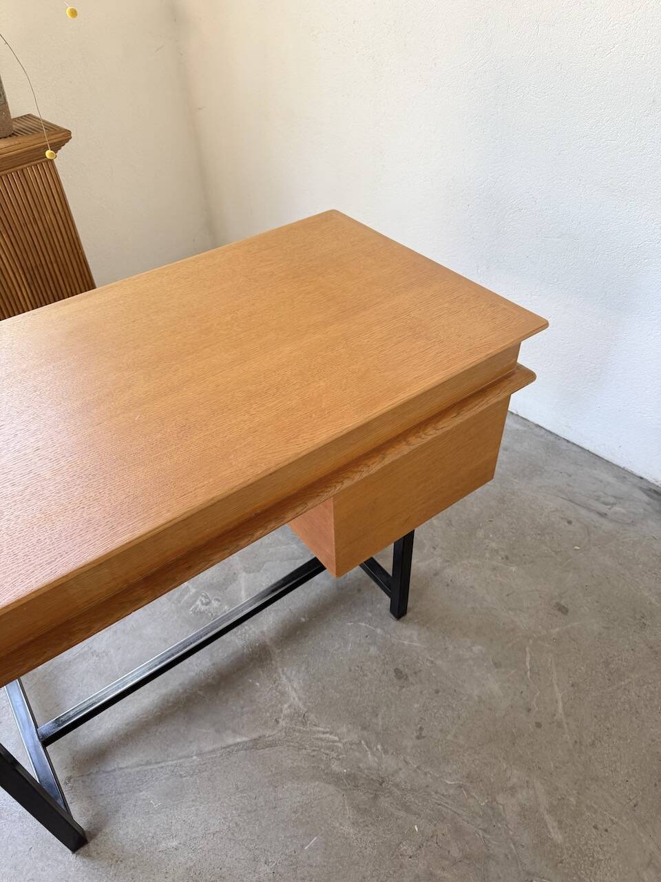 Modernist 50s oak metal desk