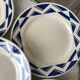 Set of 6 flat plates Badonviller model Courtilles royal blue art deco 30s