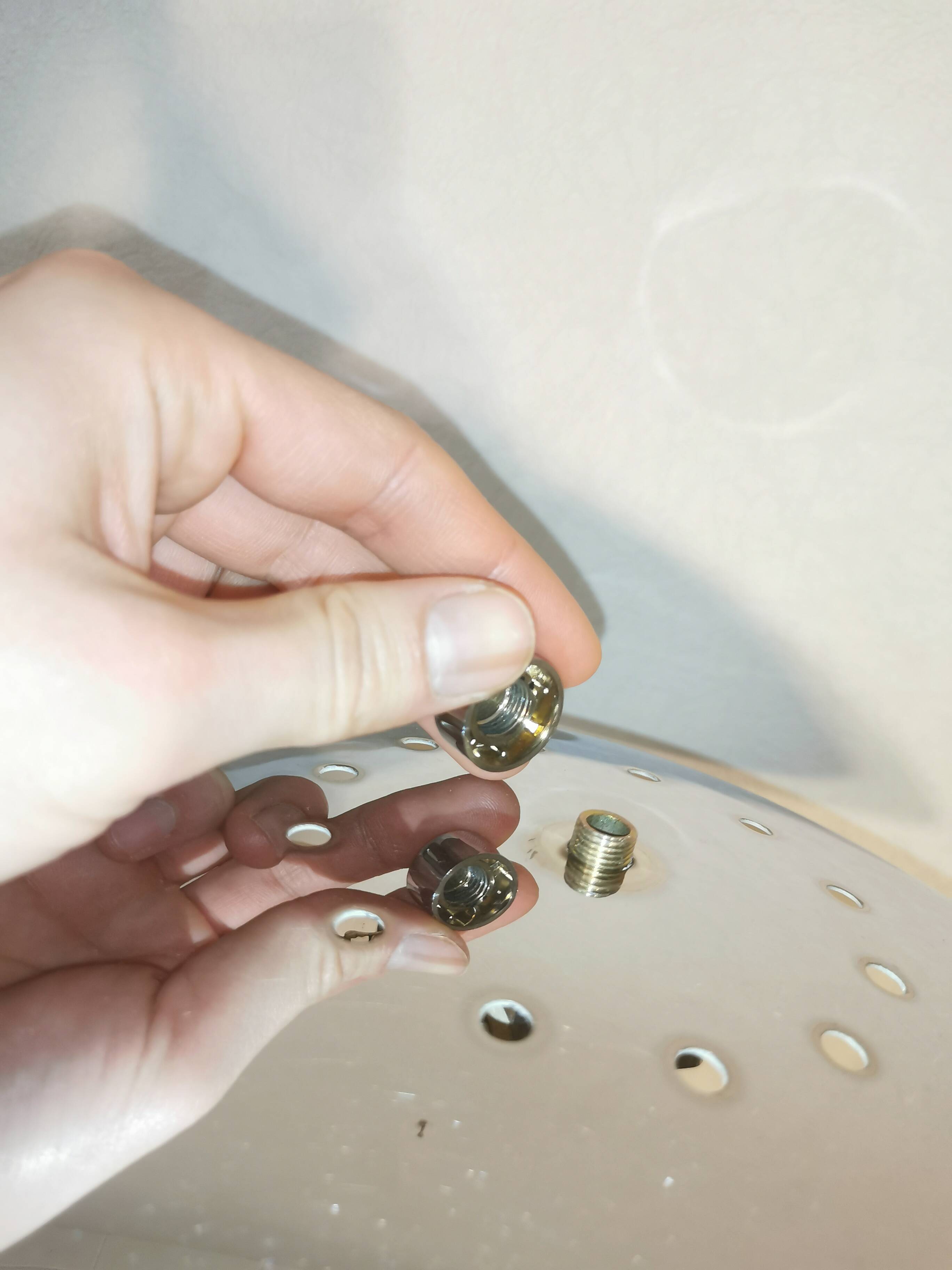 Mushroom lamp, chrome metal saucer, Aluminor, France, 1970