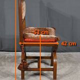 Chaise Curule en Noyer massif, goût Renaissance – Fin XIXe