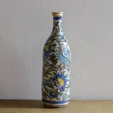Antique Iznik Style Pottery Bottle with Birds, Ottoman Revival Ceramic Vase