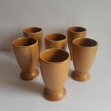 Set of 6 stoneware mazagrans CNP gres village France vintage