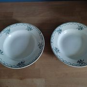 Hollow porcelain plates St Amand green flowers