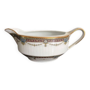 Sauceboat Porcelain Limoges Harreau Fluted Edge Neo-Classical Louis Style