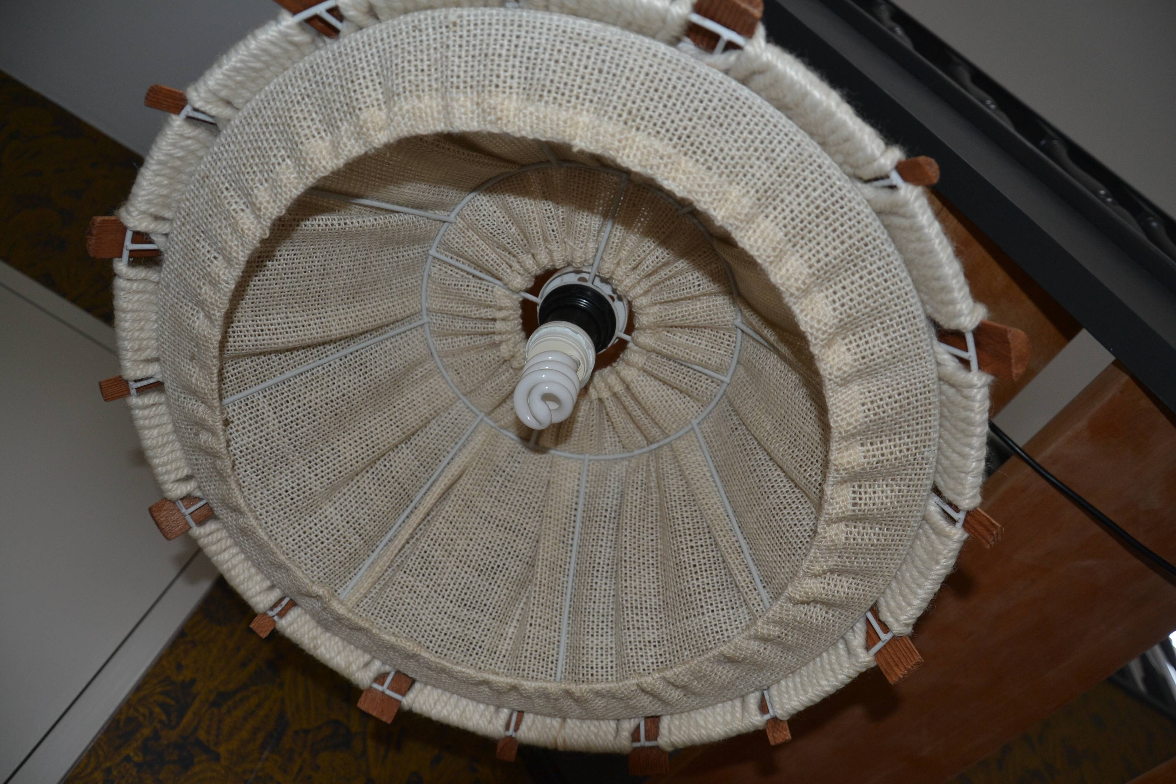 Scandinavian wooden and linen suspension from the GDR, 1970.