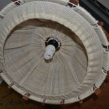 Scandinavian wooden and linen suspension from the GDR, 1970.