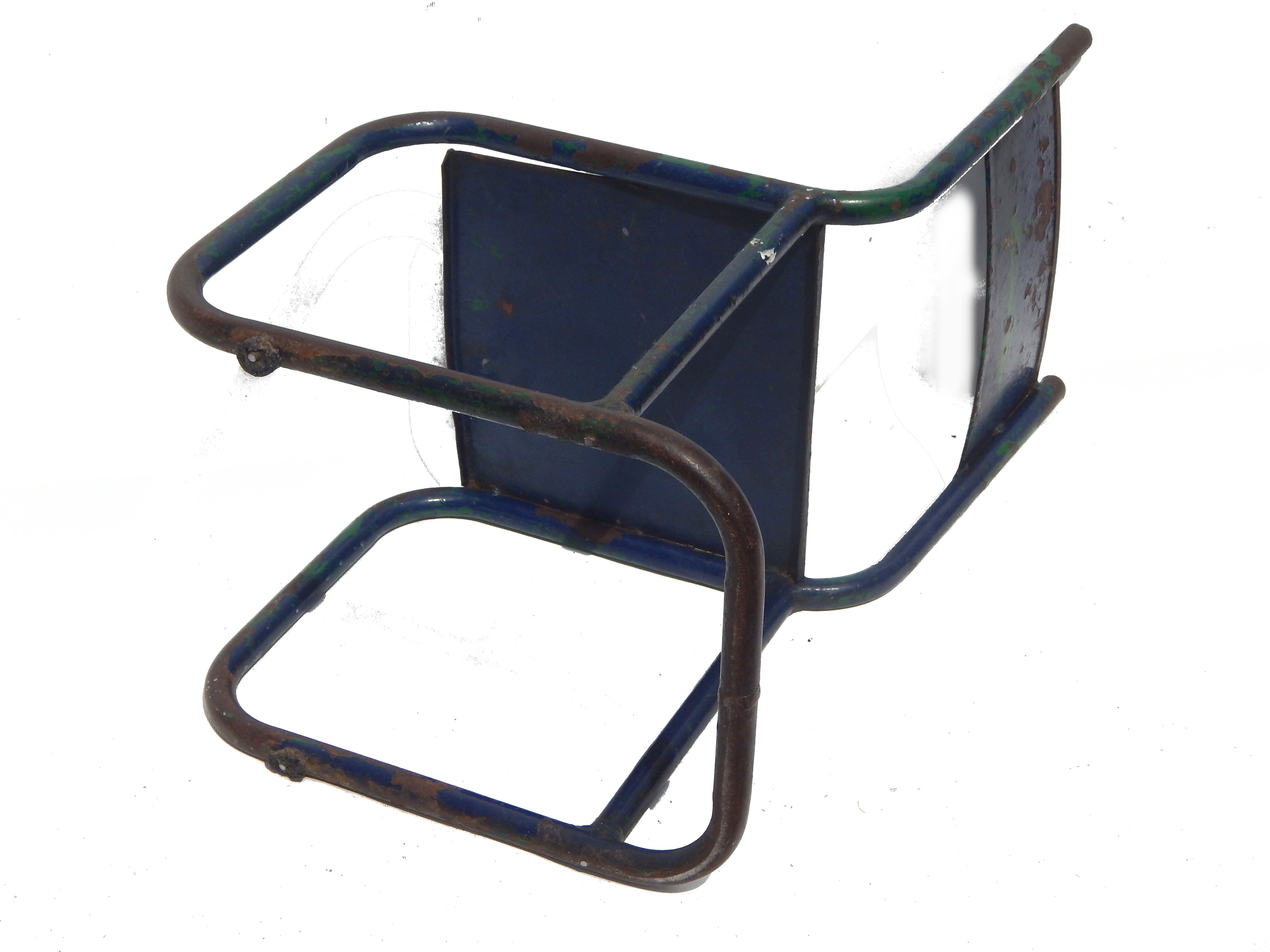 Old metal blue children's chair