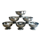 6 coupes à dessert vintage en inox, années 60