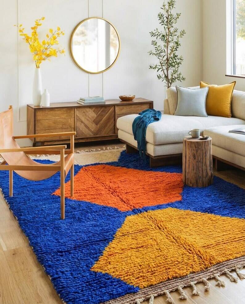 Tapis marocain écru à motifs géométriques 200cmx300cm