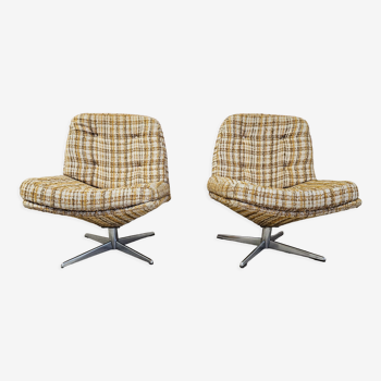 Pair of armchairs vintage loop swivel 1970