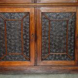 Victorian library mahogany frame embossed leather