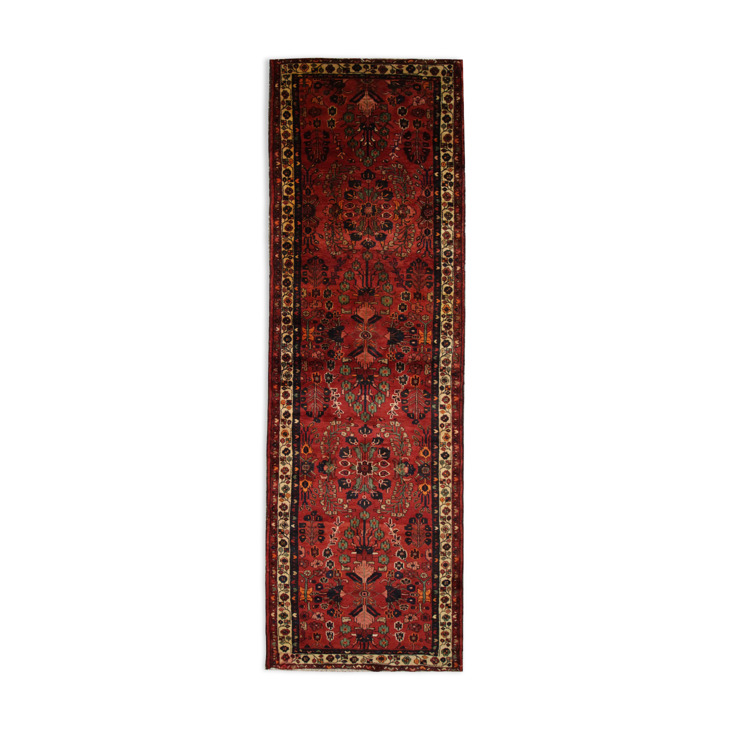 Tapis traditionnel persan vintage Long tapis en laine tissée à la main 110x350cm