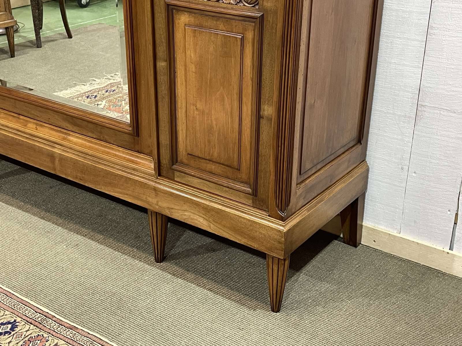 Art Deco period bedroom wardrobe with mirror in walnut and elm burl