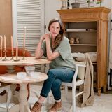 Old wooden pedestal table