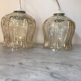 Vintage glass tulip hanging lamp