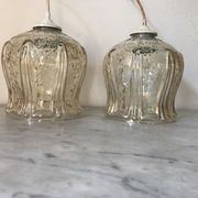 Vintage glass tulip hanging lamp