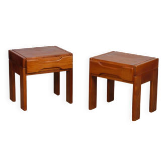 Pair of elm bedside tables Maison Regain, 1970