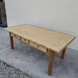 Table basse de ferme rustique en chêne massif Aérogommer - 1m18.5
