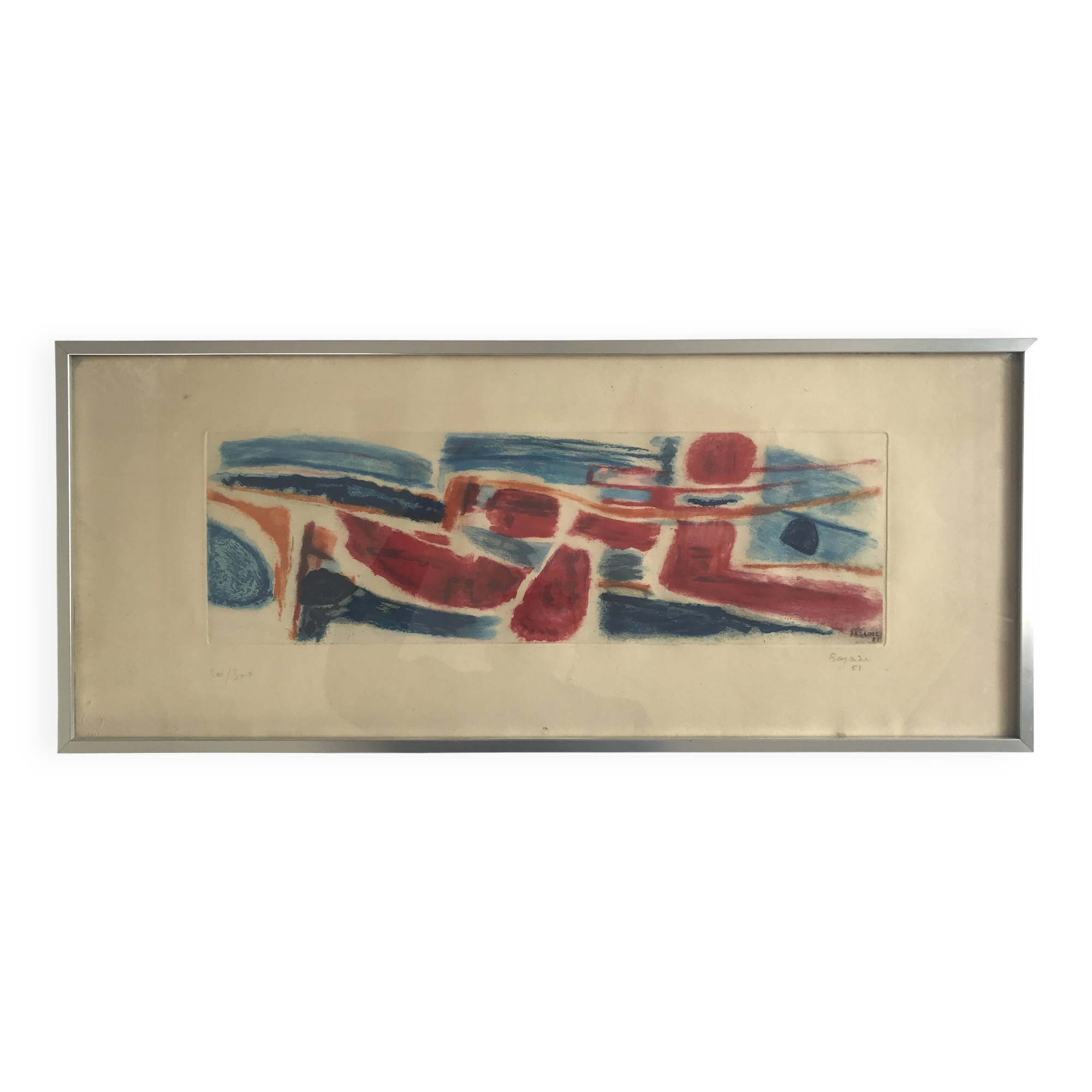 Jean bazaine, the swimmer, 1951. original aquatint signed in pencil