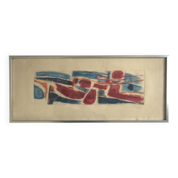 Jean bazaine, le nageur, 1951. aquatinte originale signée au crayon