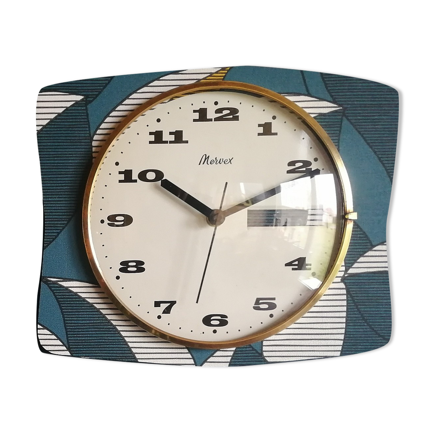 Vintage clock silent wall clock "Mervex blue white"