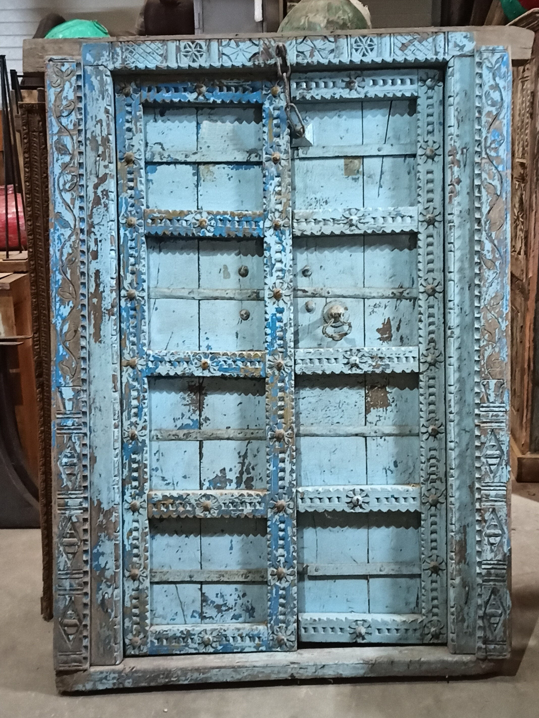 Old wooden door with frame